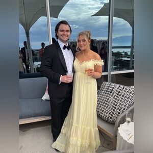 Mac Duggal Ruffle Tiered Babydoll Flowy Gown